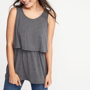 Old Navy Maternity Gray Ruffle Tier Nursing Tank
